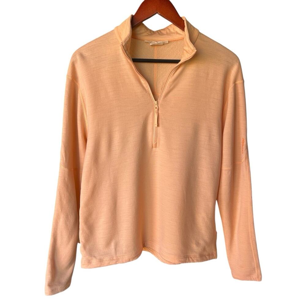Icebreaker 360 RealFleece Women L Wool 1/2 Zip Pullover Peach Outdoor